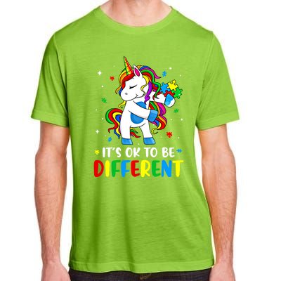 Its Ok To Be Different Autism Awareness Puzzle Piece Unicorn Gift Adult ChromaSoft Performance T-Shirt