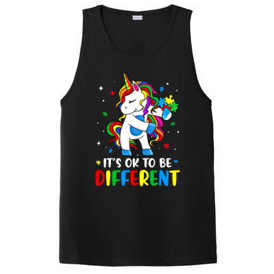 Its Ok To Be Different Autism Awareness Puzzle Piece Unicorn Gift PosiCharge Competitor Tank