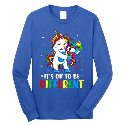 Its Ok To Be Different Autism Awareness Puzzle Piece Unicorn Gift Long Sleeve Shirt