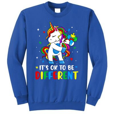 Its Ok To Be Different Autism Awareness Puzzle Piece Unicorn Gift Sweatshirt