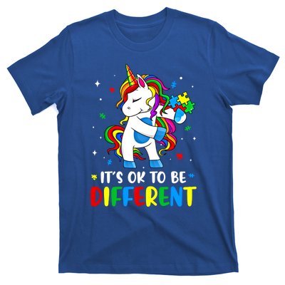 Its Ok To Be Different Autism Awareness Puzzle Piece Unicorn Gift T-Shirt