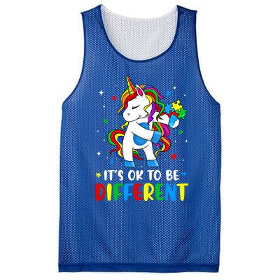 Its Ok To Be Different Autism Awareness Puzzle Piece Unicorn Gift Mesh Reversible Basketball Jersey Tank