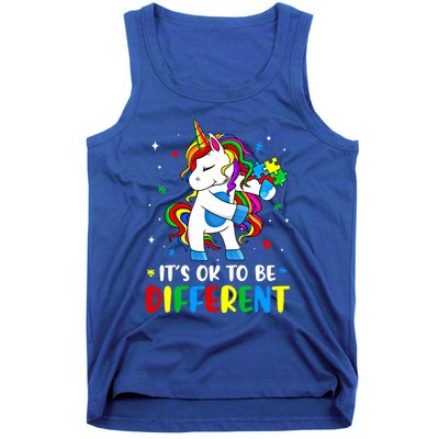 Its Ok To Be Different Autism Awareness Puzzle Piece Unicorn Gift Tank Top