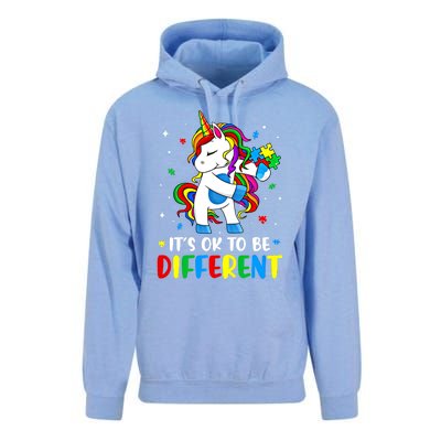 Its Ok To Be Different Autism Awareness Puzzle Piece Unicorn Gift Unisex Surf Hoodie