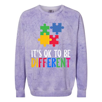 Its Ok To Be Different Be Kind Autism Awareness Autism Meaningful Gift Colorblast Crewneck Sweatshirt