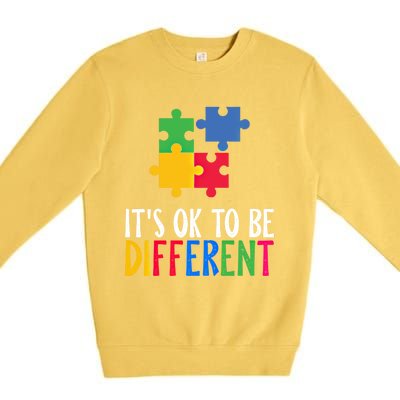 Its Ok To Be Different Be Kind Autism Awareness Autism Meaningful Gift Premium Crewneck Sweatshirt