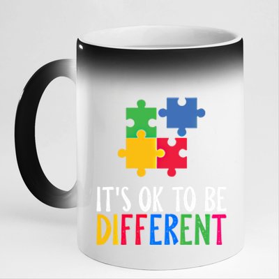 Its Ok To Be Different Be Kind Autism Awareness Autism Meaningful Gift 11oz Black Color Changing Mug