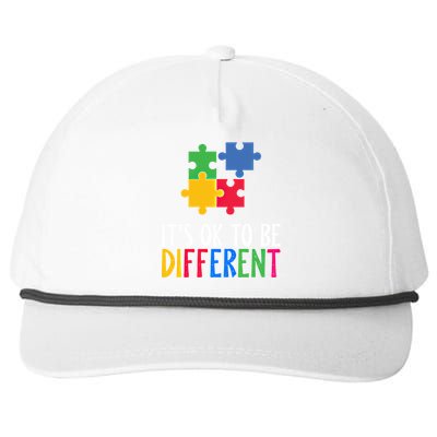 Its Ok To Be Different Be Kind Autism Awareness Autism Meaningful Gift Snapback Five-Panel Rope Hat