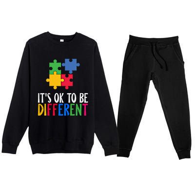 Its Ok To Be Different Be Kind Autism Awareness Autism Meaningful Gift Premium Crewneck Sweatsuit Set