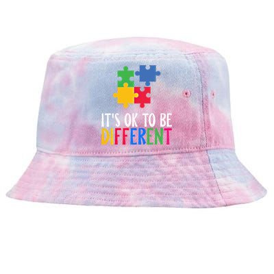 Its Ok To Be Different Be Kind Autism Awareness Autism Meaningful Gift Tie-Dyed Bucket Hat