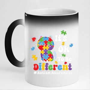 Its Ok To Be Different Cute Cat Autism Awareness Acceptance Cute Gift 11oz Black Color Changing Mug