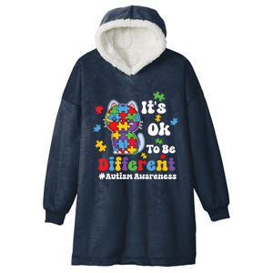 Its Ok To Be Different Cute Cat Autism Awareness Acceptance Cute Gift Hooded Wearable Blanket