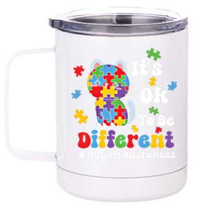 Its Ok To Be Different Cute Cat Autism Awareness Acceptance Cute Gift 12 oz Stainless Steel Tumbler Cup