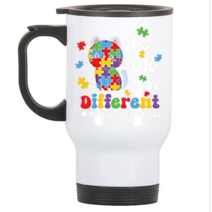 Its Ok To Be Different Cute Cat Autism Awareness Acceptance Cute Gift Stainless Steel Travel Mug