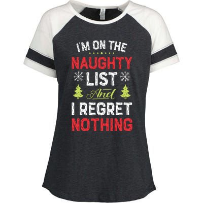 Im On The Naughty List Funny Christmas Xmas Gifts Enza Ladies Jersey Colorblock Tee