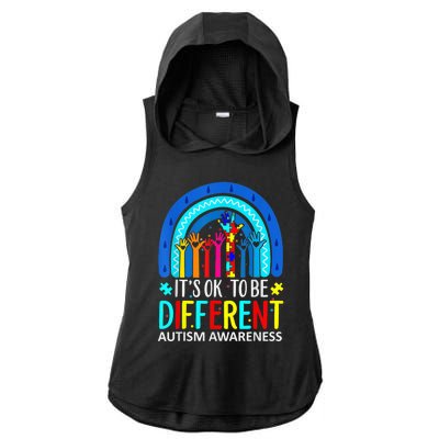 it's ok to be different Autism Awareness Acceptance Ladies PosiCharge Tri-Blend Wicking Draft Hoodie Tank