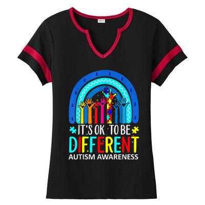 it's ok to be different Autism Awareness Acceptance Ladies Halftime Notch Neck Tee