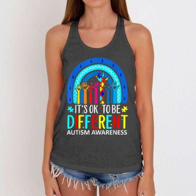 it's ok to be different Autism Awareness Acceptance Women's Knotted Racerback Tank