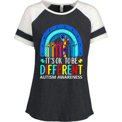 it's ok to be different Autism Awareness Acceptance Enza Ladies Jersey Colorblock Tee