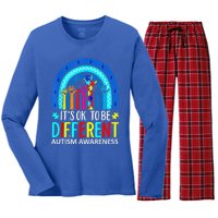 it's ok to be different Autism Awareness Acceptance Women's Long Sleeve Flannel Pajama Set 