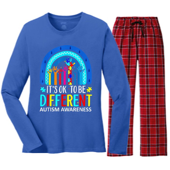 it's ok to be different Autism Awareness Acceptance Women's Long Sleeve Flannel Pajama Set 