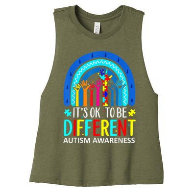 it's ok to be different Autism Awareness Acceptance Women's Racerback Cropped Tank