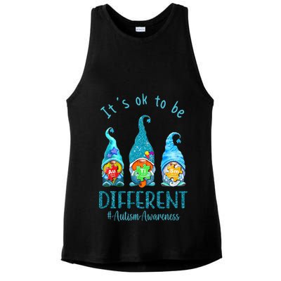 It's Ok To Be Different Autism Awareness Gnome Ladies PosiCharge Tri-Blend Wicking Tank