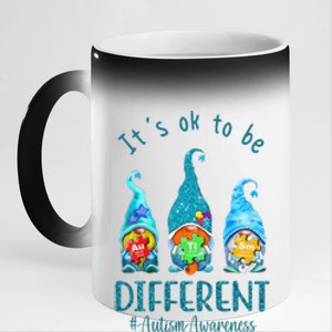 It's Ok To Be Different Autism Awareness Gnome 11oz Black Color Changing Mug