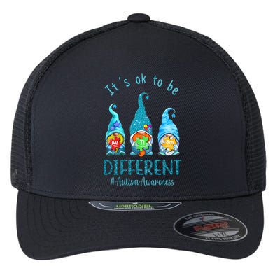 It's Ok To Be Different Autism Awareness Gnome Flexfit Unipanel Trucker Cap