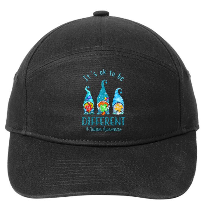 It's Ok To Be Different Autism Awareness Gnome 7-Panel Snapback Hat