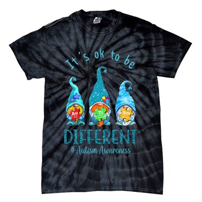 It's Ok To Be Different Autism Awareness Gnome Tie-Dye T-Shirt