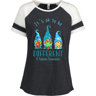 It's Ok To Be Different Autism Awareness Gnome Enza Ladies Jersey Colorblock Tee