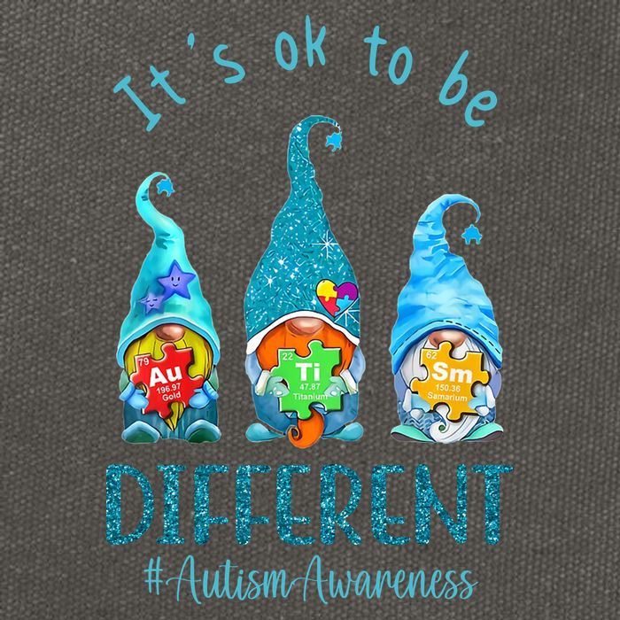 It's Ok To Be Different Autism Awareness Gnome Cotton Canvas Backpack