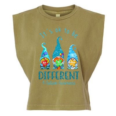 It's Ok To Be Different Autism Awareness Gnome Garment-Dyed Women's Muscle Tee