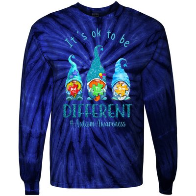 It's Ok To Be Different Autism Awareness Gnome Tie-Dye Long Sleeve Shirt