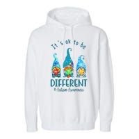 It's Ok To Be Different Autism Awareness Gnome Garment-Dyed Fleece Hoodie