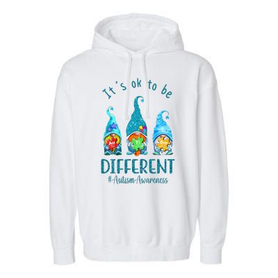 It's Ok To Be Different Autism Awareness Gnome Garment-Dyed Fleece Hoodie