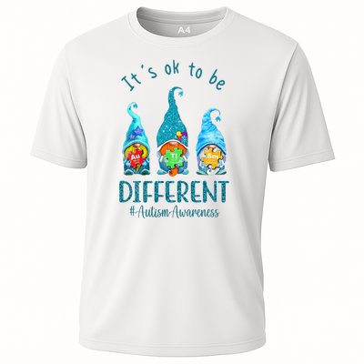 It's Ok To Be Different Autism Awareness Gnome Cooling Performance Crew T-Shirt