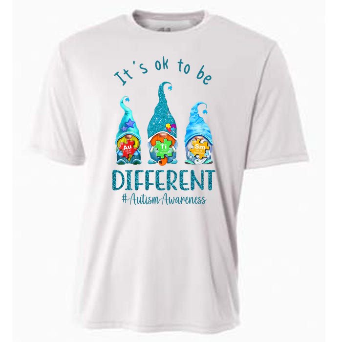 It's Ok To Be Different Autism Awareness Gnome Cooling Performance Crew T-Shirt