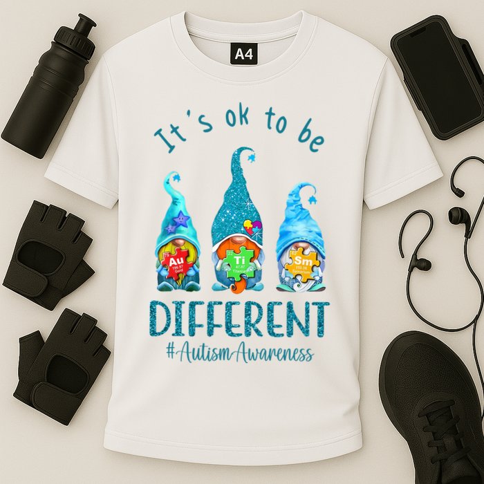 It's Ok To Be Different Autism Awareness Gnome Performance Shirt
