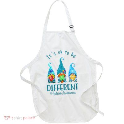It's Ok To Be Different Autism Awareness Gnome Full-Length Apron With Pockets