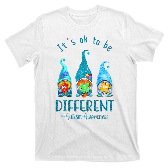 It's Ok To Be Different Autism Awareness Gnome T-Shirt