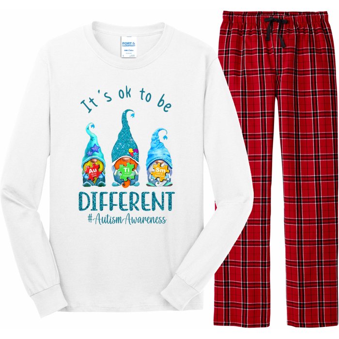 It's Ok To Be Different Autism Awareness Gnome Long Sleeve Pajama Set