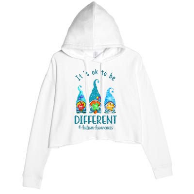 It's Ok To Be Different Autism Awareness Gnome Crop Fleece Hoodie