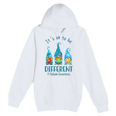 It's Ok To Be Different Autism Awareness Gnome Premium Pullover Hoodie