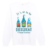 It's Ok To Be Different Autism Awareness Gnome Premium Crewneck Sweatshirt