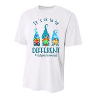 It's Ok To Be Different Autism Awareness Gnome Performance Sprint T-Shirt