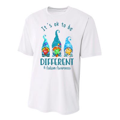 It's Ok To Be Different Autism Awareness Gnome Performance Sprint T-Shirt