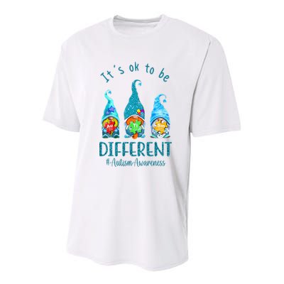It's Ok To Be Different Autism Awareness Gnome Youth Performance Sprint T-Shirt