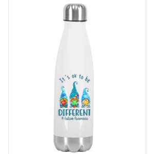 It's Ok To Be Different Autism Awareness Gnome Stainless Steel Insulated Water Bottle